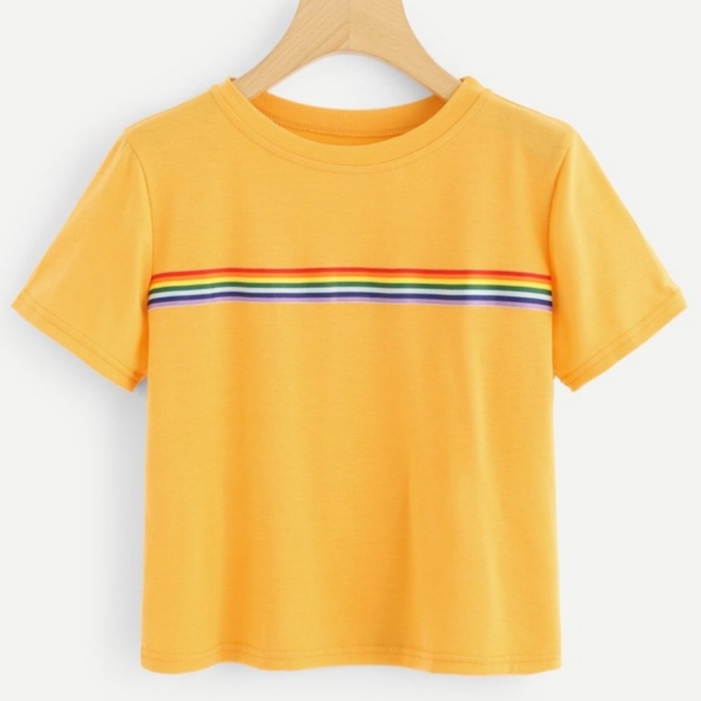 Rainbow Striped Shirt Yellow Size Small